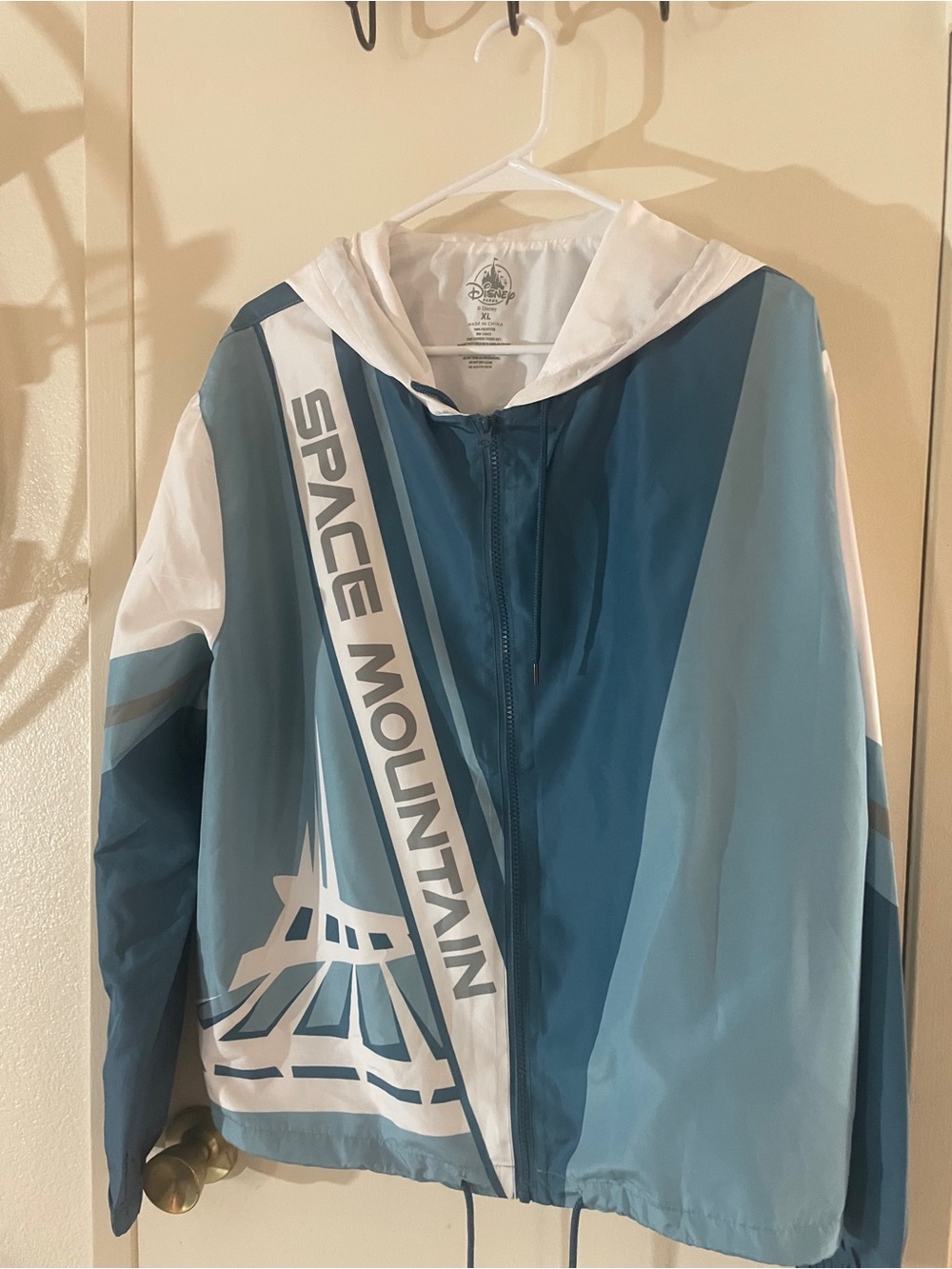 Disney Parks Space Mountain Hooded Windbreaker Jacket XL Blue Lightweight - Picture 2 of 10